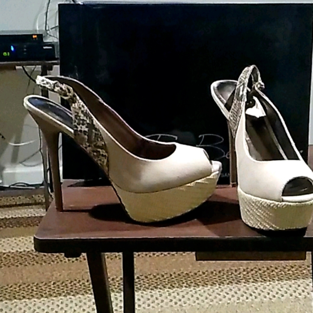 Canvas open toe platforms
